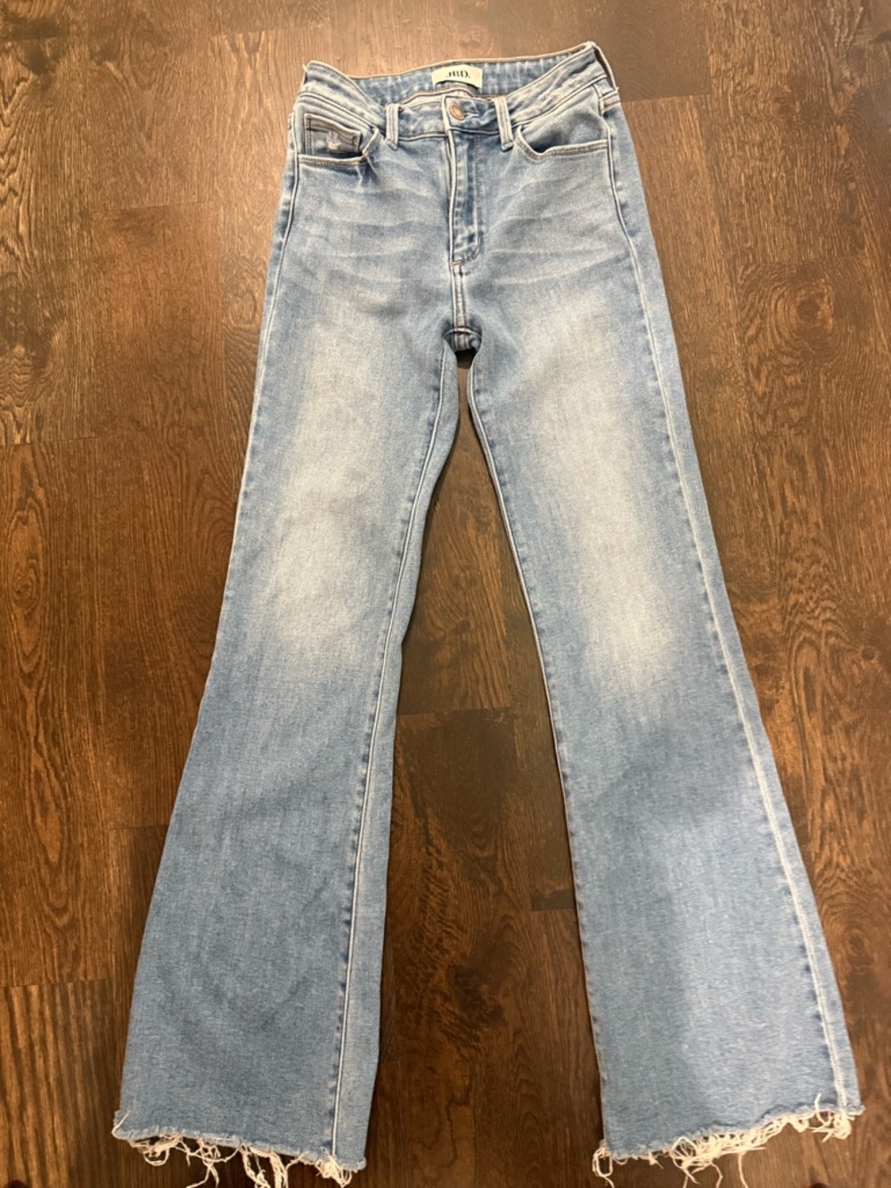 Just Black Light Wash Flare Jeans with Raw Hem